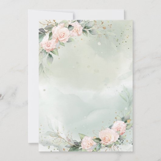 Elegant roze Waterverf Flowers Greenery Baptisme Kaart (Achterkant)