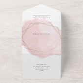 Elegant roze Waterverf Gold Lijst bat Mitzvah All In One Uitnodiging (Buitenkant)