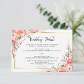 Elegant roze Waterverf gouden details Informatiekaartje (Staand voorkant)