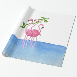 Elegant roze waterverf handbeschilderd flamingo cadeaupapier
