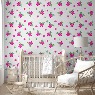 Elegant Roze Waterverf Handgeschilderd Botanisch Behang