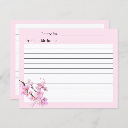 Elegant roze waterverf kersenbloesems script (Voorkant / Achterkant)