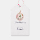 Elegant roze Waterverf kerstversiering Cadeaulabel (Voorkant)