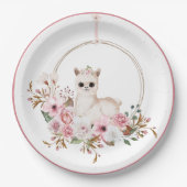 Elegant roze Waterverf Llama Baby shower Papieren Bordje (Voorkant)