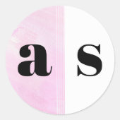 Elegant roze waterverf monogram bruiloft ronde sticker (Voorkant)