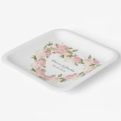 Elegant roze Waterverf Names Wedding Heart Papieren Bordje (Gebogen)