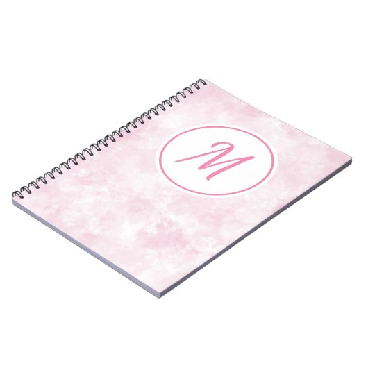 Elegant roze Waterverf Patroonmonogram Notitieboek (Linkerzijde)