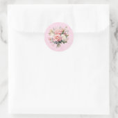 Elegant Roze Waterverf Rozen Boeket Bruiloft Ronde Sticker (Tas)