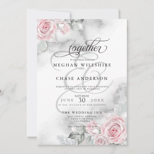 Elegant roze Waterverf Rozen Kaart (Voorkant)