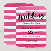 Elegant roze Waterverf Stripes Wedding Uitnodiging (Voorkant / Achterkant)