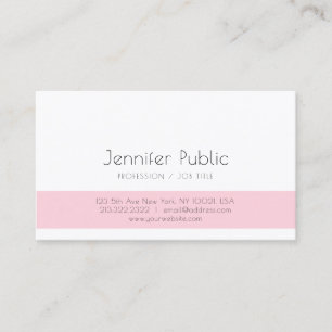 Elegant Roze White Simple Design Plain Trendy Visitekaartje