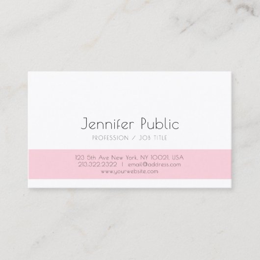 Elegant Roze White Simple Design Plain Trendy Visitekaartje (Voorkant)