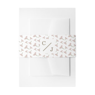 Elegant Roze Wildbloem Motief Monogram Uitnodigingen Wikkel