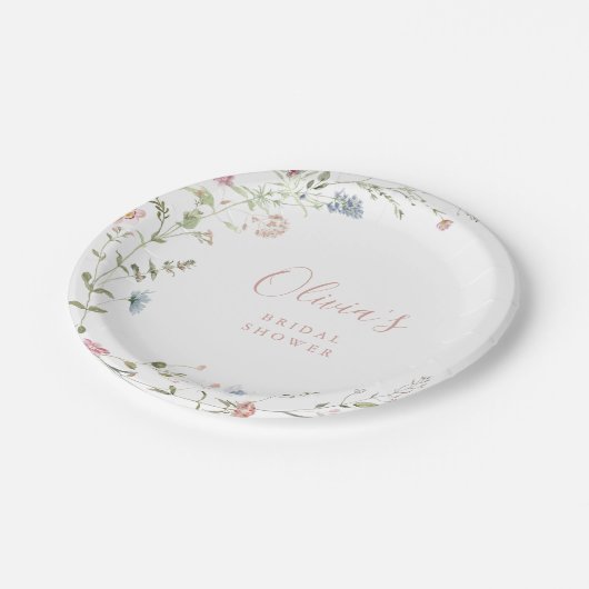 Elegant Roze Wildflower Rustic Boho Vrijgezellenfe Papieren Bordje (Gekanteld)