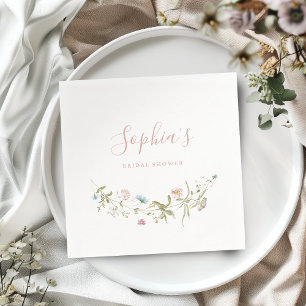 Elegant Roze Wildflower Rustic Boho Vrijgezellenfe Servet