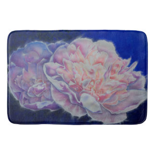 Elegant roze wit blauw pastel waterverf floraal badmat