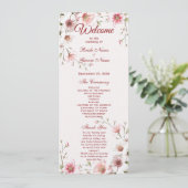 Elegant roze wit bloemen-huwelijksprogramma programma (Staand voorkant)