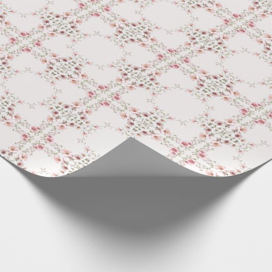 Elegant roze wit bloemeninpakpapier cadeaupapier (Hoek)