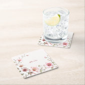 Elegant roze wit bloemenpapier Onderzetter (Insitu)