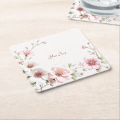 Elegant roze wit bloemenpapier Onderzetter (Schuin)