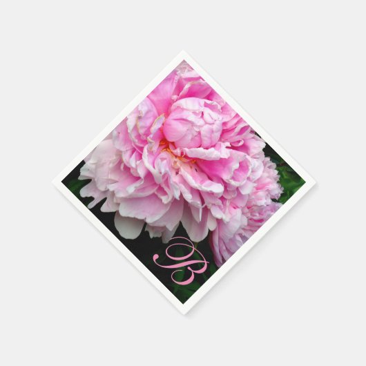 Elegant Roze Wit bloemenroze pioenrozen - monogram Servetten (Hoek)