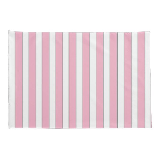 Elegant roze, wit en zilver Striped Hoesje set Kussensloop (Achterkant-Rechts)