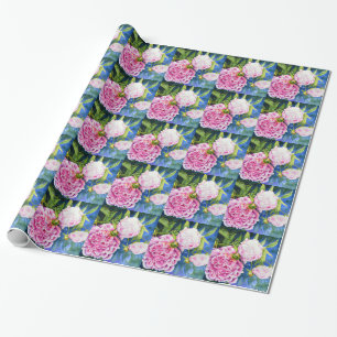 Elegant roze wit klassiek waterverf floral cadeaupapier