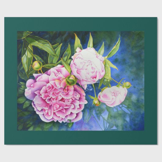 Elegant roze wit klassiek waterverf floral cadeaupapier (Vlak)