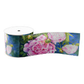 Elegant roze wit klassiek waterverf floral grosgrain lint (Spoel)