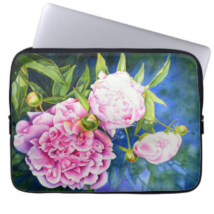 Elegant roze wit klassiek waterverf floral laptop sleeve