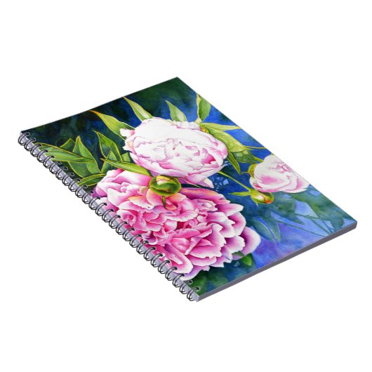 Elegant roze wit klassiek waterverf floral notitieboek (Rechterzijde)