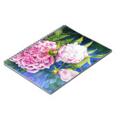 Elegant roze wit klassiek waterverf floral notitieboek (Linkerzijde)