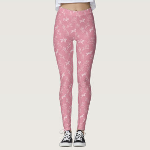 Elegant Roze Wit Paardrijden Leggings