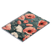 Elegant Roze Wit Rood Poppies Donker Blad Bloemig Notitieboek (Linkerzijde)