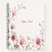 Elegant roze witte bloem notebook notitieboek (Voorkant)