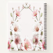 Elegant roze witte bloem notebook notitieboek (Achterkant)