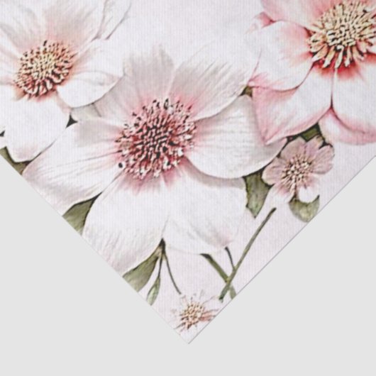 Elegant roze witte bloemen tissuepapier (Detail)