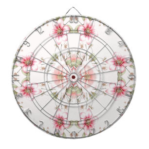Elegant roze witte bloemendartbord dartbord