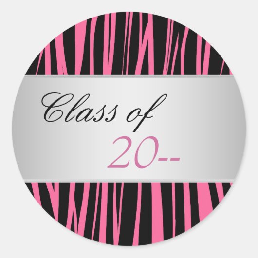 Elegant Roze Zebra Afstuderen Stickers (Voorkant)
