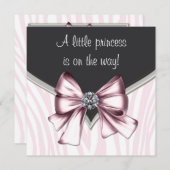 Elegant roze Zebra Baby shower Kaart (Voorkant / Achterkant)