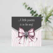 Elegant roze Zebra Baby shower Kaart (Staand voorkant)