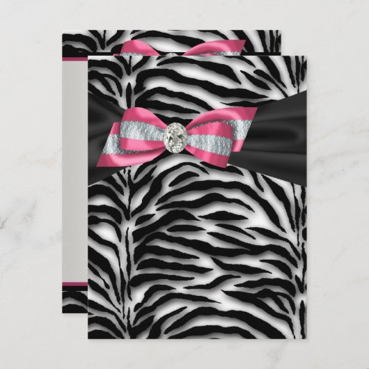 Elegant roze Zebra Kaart (Voorkant / Achterkant)