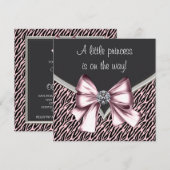 Elegant roze Zebra Princess Baby shower Kaart (Voorkant / Achterkant)