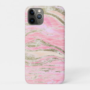 Elegant roze zilver Glitter Marble Pattern Chic iPhone 11 Pro Hoesje