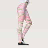 Elegant roze zilver Glitter Marble Pattern Chic Leggings (Rechts)