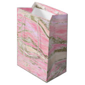 Elegant roze zilver Glitter Marble Pattern Chic Medium Cadeauzakje (Achterkant Gekanteld)