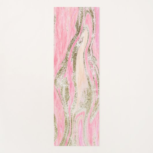 Elegant roze zilver Glitter Marble Pattern Glam Yogamat (Voorkant)
