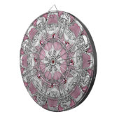 Elegant roze zilveren decoratief dartbord (Voorkant Rechts)
