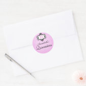 Elegant Roze/Zwart Chique Damask Quinceañera Stick Ronde Sticker (Envelop)