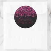 Elegant Roze & Zwart Damask Adreslabel Sticker (Tas)